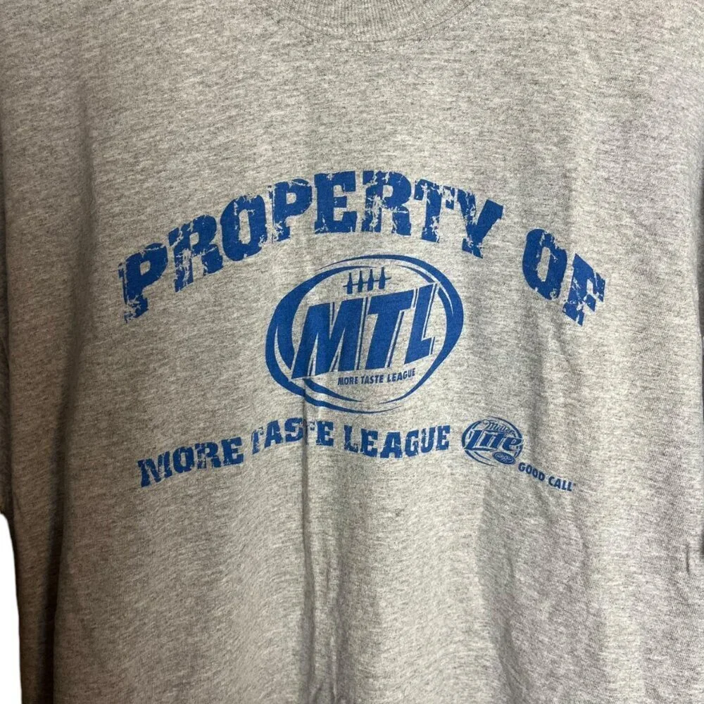 Jerzees Mens XL Tshirt Property of More Taste League Miller Lite Beer Distressed